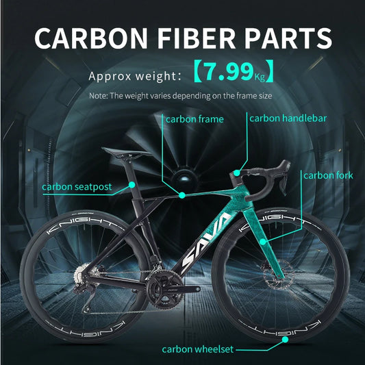 SAVA NEW Blade SLR7 C60 Carbon Fiber Road Bike, 700C Adult DI2 Bike, with SHIMANO 105 Di2 R7170 Components, Full Carbon Racing