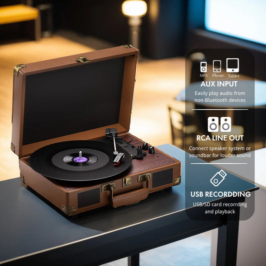 MAIO Record Player, 3-Speed 33/45/78RPM Vinyl Spinner with 2 Built-in Stereo Speakers, Headphone Jack