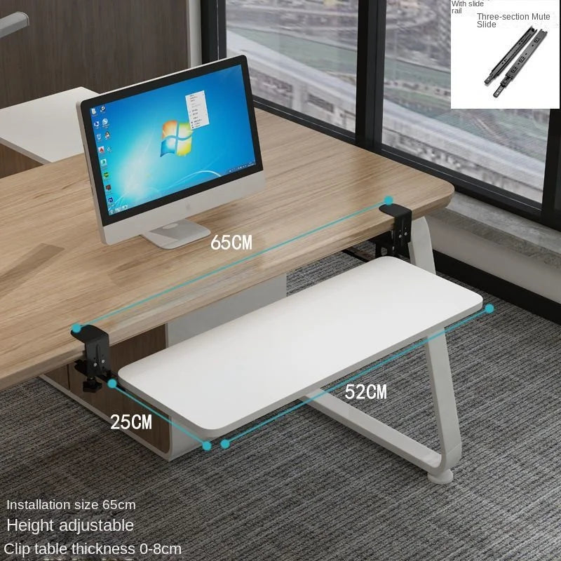 Ergonomic Clamp-On Keyboard Tray Sliding under Desk Platform Retractable Computer Desk Organizer Office Keyboard Drawer