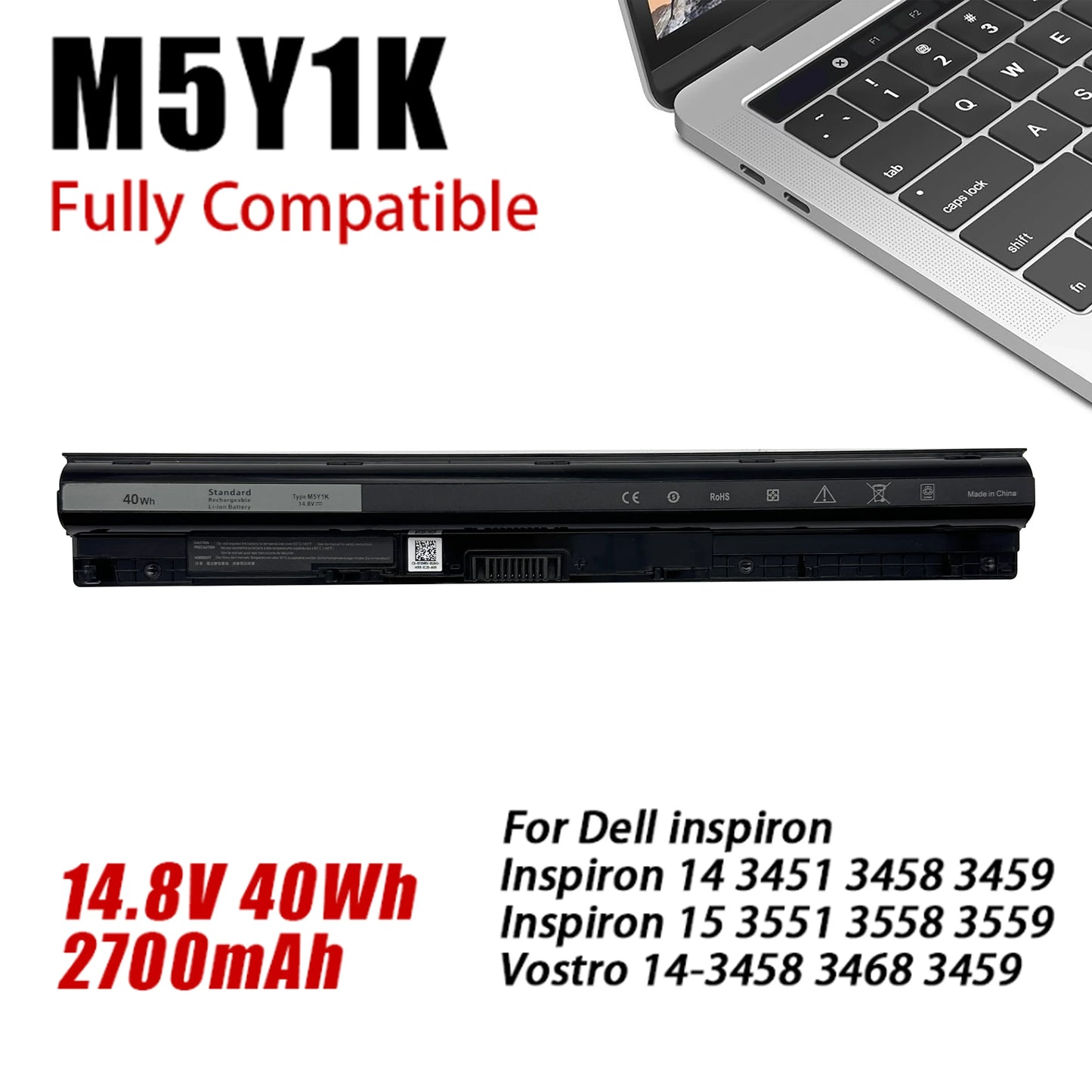 M5Y1K 14.8V 40Wh Notebook Battery For Dell Battery 3451 3551 5558 5758 5759 Inspiron 14 15 3000 V-ostro WKRJ2 K185W