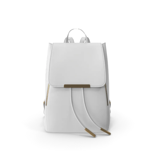 White Faux Leather Backpack