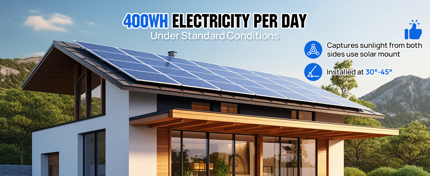 ECO-WORTHY Bifacial 100 Watt 12 Volt Solar Panel Monocrystalline Rigid High-Efficiency PV Module Power Charger for Sunsheds,Rvs