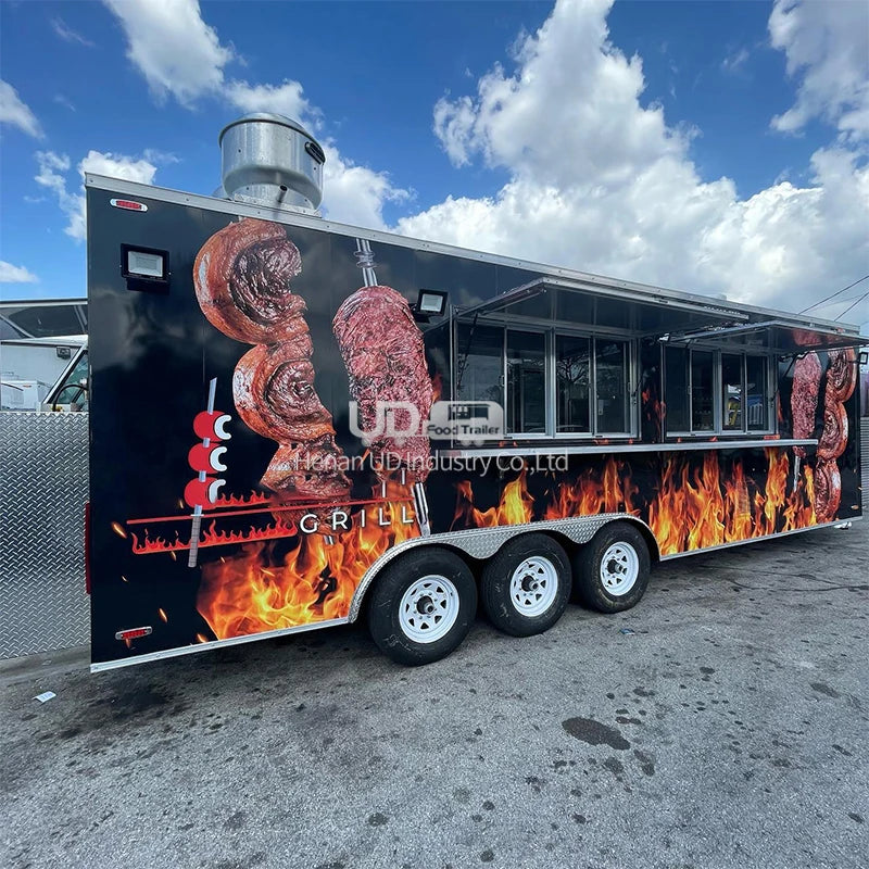 New Type Concession Food Trailer Street Selling Coffee Van Catering Cart Burgers Fries Ice Cream Bus Mobile Food Truck