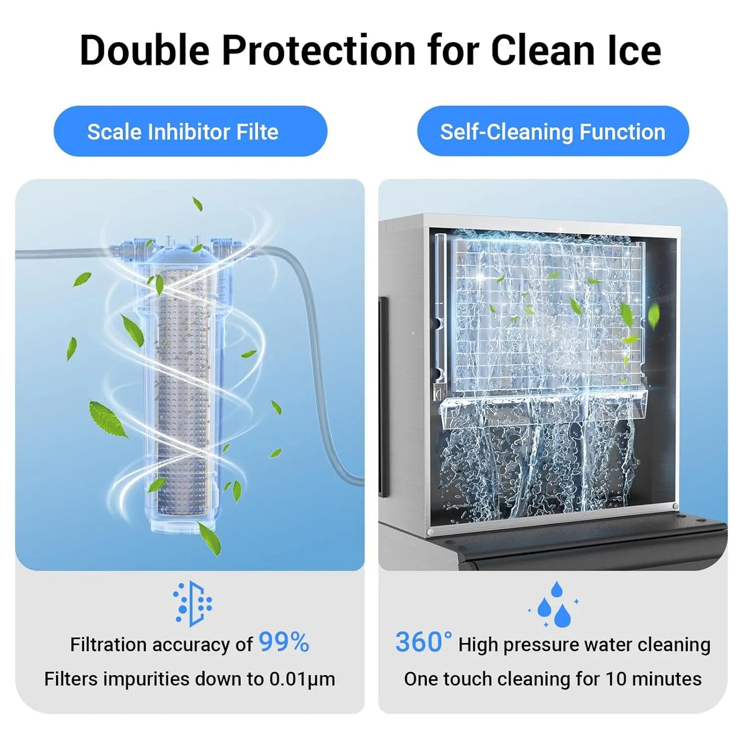 Commercial Ice Maker Machine 680 LBS/24h with Large Storage Bin 234 Ice Ready in 8-12 Min Self-Cleaning Commercial Ice Maker
