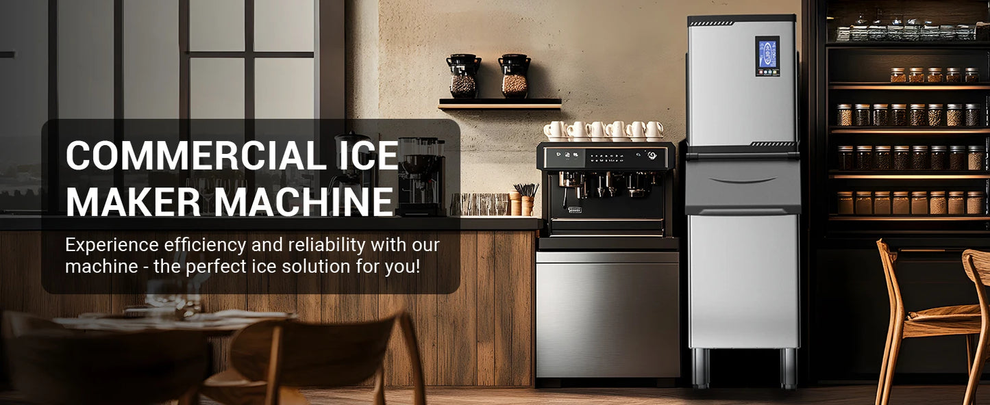 Commercial Ice Maker Machine 680 LBS/24h with Large Storage Bin 234 Ice Ready in 8-12 Min Self-Cleaning Commercial Ice Maker