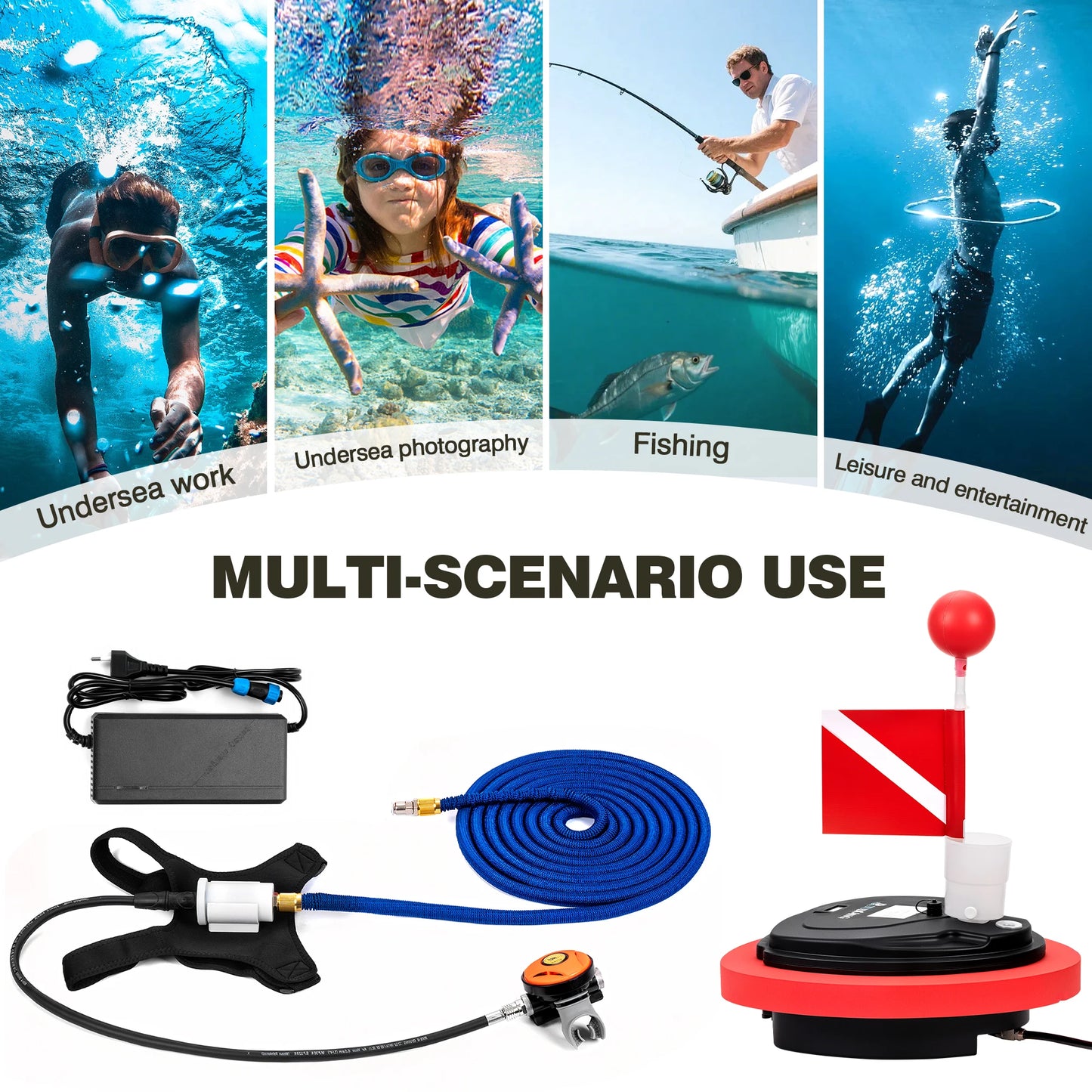 TUXING Scuba Diving Equipment Diving Mobile Ventilator Tankless Waterproof Rechargeable Underwater Time 3.5-5H Depth 10m