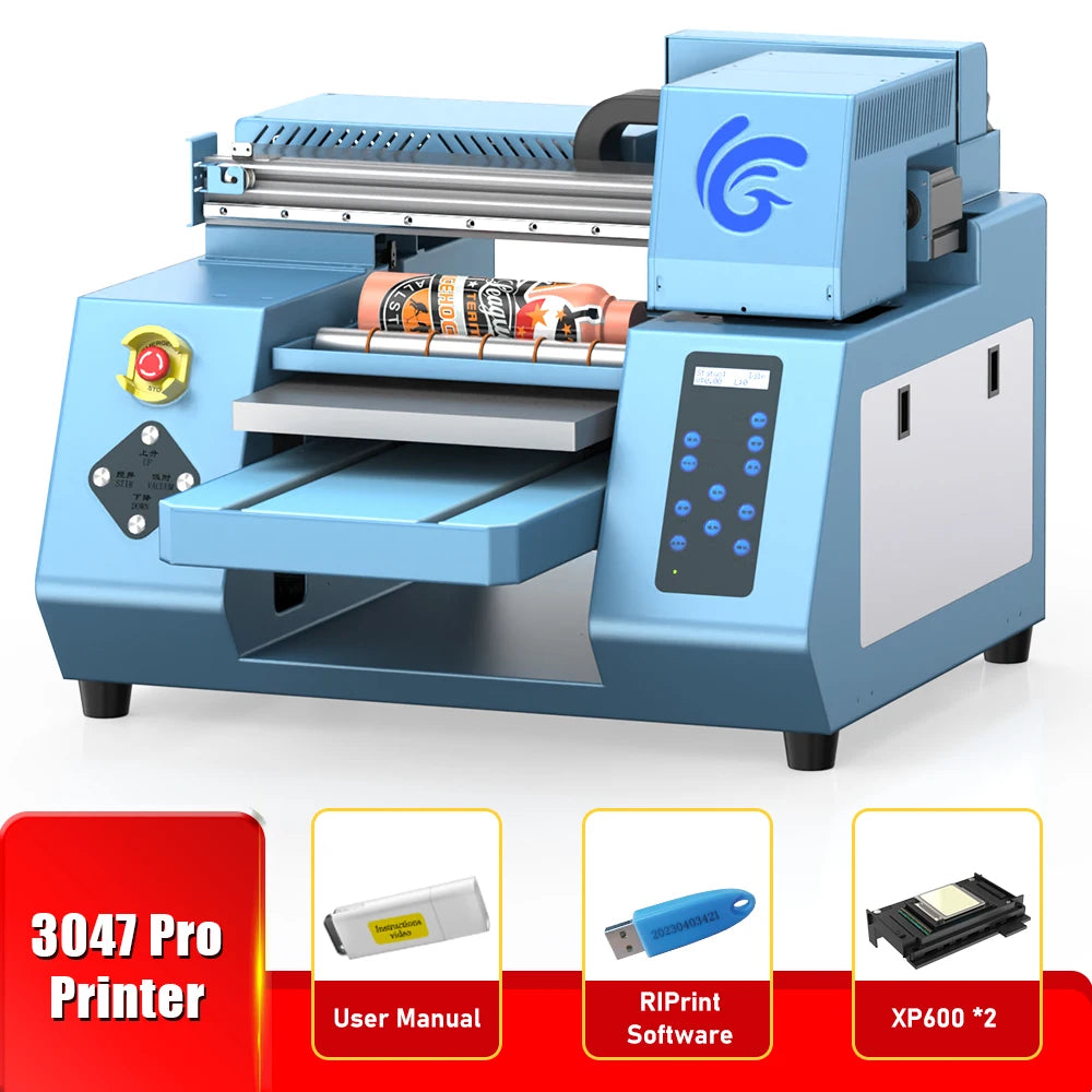 A3 UV DTF Printer For Epson XP600 Printer head A3 UV Printer for Acrylic Bottle Glass With Laminator machine uv sticker printer