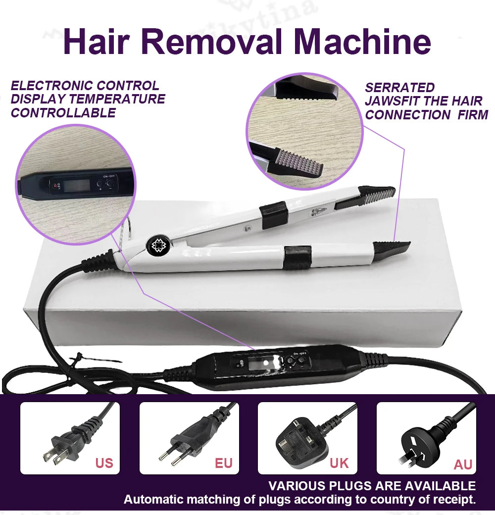 2026 UV Light Hair Extension Tool set Complete Kit with Strong Adhesive Glue And Remover Machine for V-Light Hair Extension tool