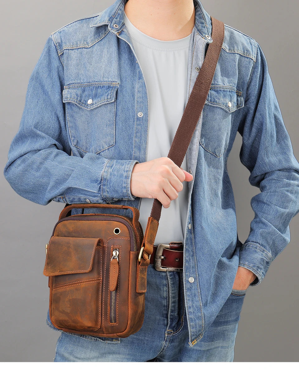 WESTAL Crazy Horse Leather Shoulder Bags for Men Crossbody Bags Purse My Order USB Charging Messenger Bags Leather Handbags Man