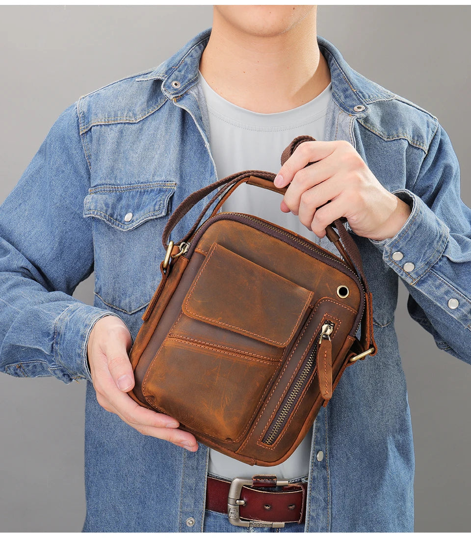 WESTAL Crazy Horse Leather Shoulder Bags for Men Crossbody Bags Purse My Order USB Charging Messenger Bags Leather Handbags Man