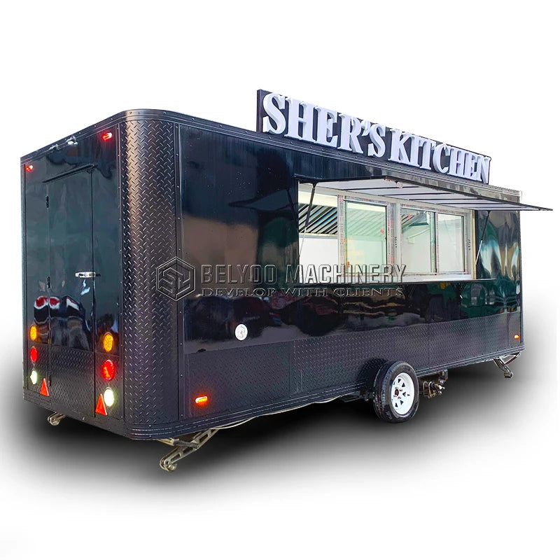 Belyoo Luxury Multifunction Concession Food Trailer Coffee Vending Truck Big Mobile Food Truck Food Trailer for Street Fast Food