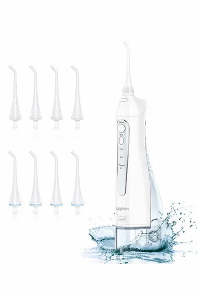 Fairywill Electric Sonic Toothbrush & Water Flosser Set with water flosser and interchangeable tips.