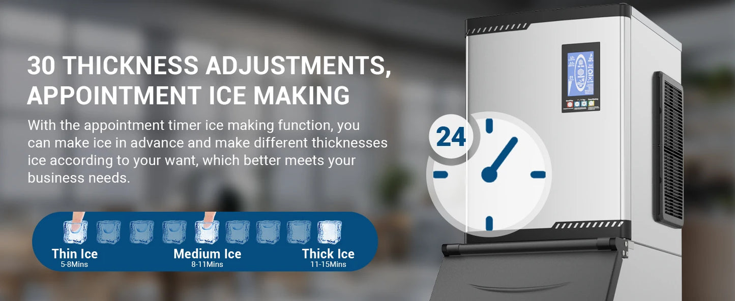 Commercial Ice Maker Machine 680 LBS/24h with Large Storage Bin 234 Ice Ready in 8-12 Min Self-Cleaning Commercial Ice Maker