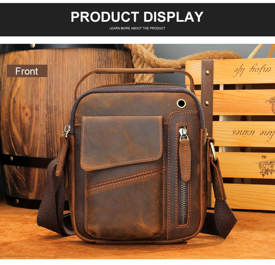WESTAL Crazy Horse Leather Shoulder Bags for Men Crossbody Bags Purse My Order USB Charging Messenger Bags Leather Handbags Man