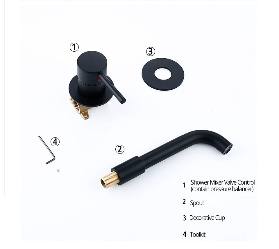 Bathroom Basin Faucet Sink Tap Wash Mixer Hot And Cold Water Wall Mounted Spout Bath Single Handle Ceramic Cartridge Crane