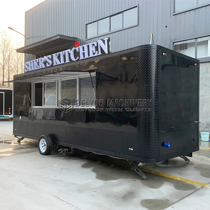 Belyoo Luxury Multifunction Concession Food Trailer Coffee Vending Truck Big Mobile Food Truck Food Trailer for Street Fast Food