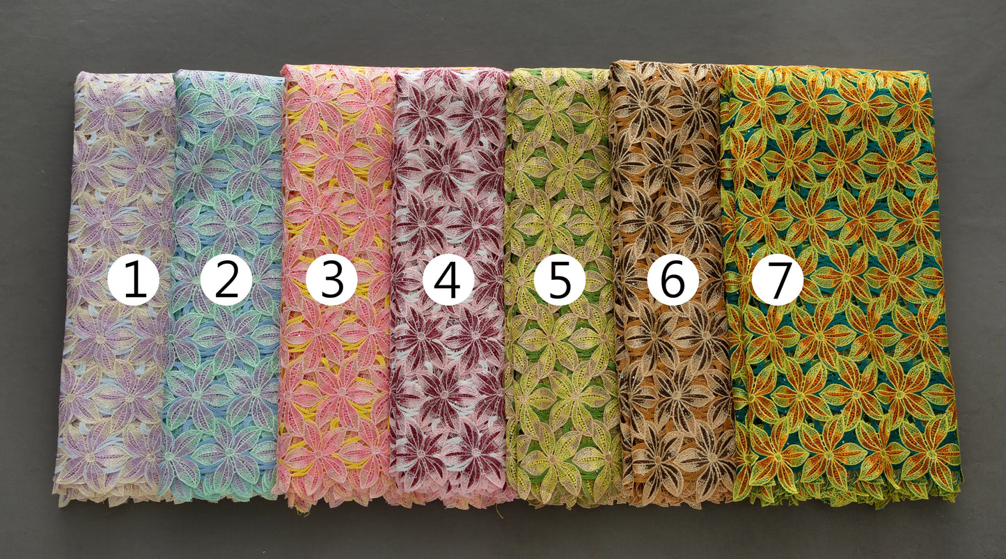 SJD LACE African Guipure Cord Stones Lace Fabric 5 Yards 2026 New Nigerian Water Soluble Lace For Women Wedding Party Dress 3844