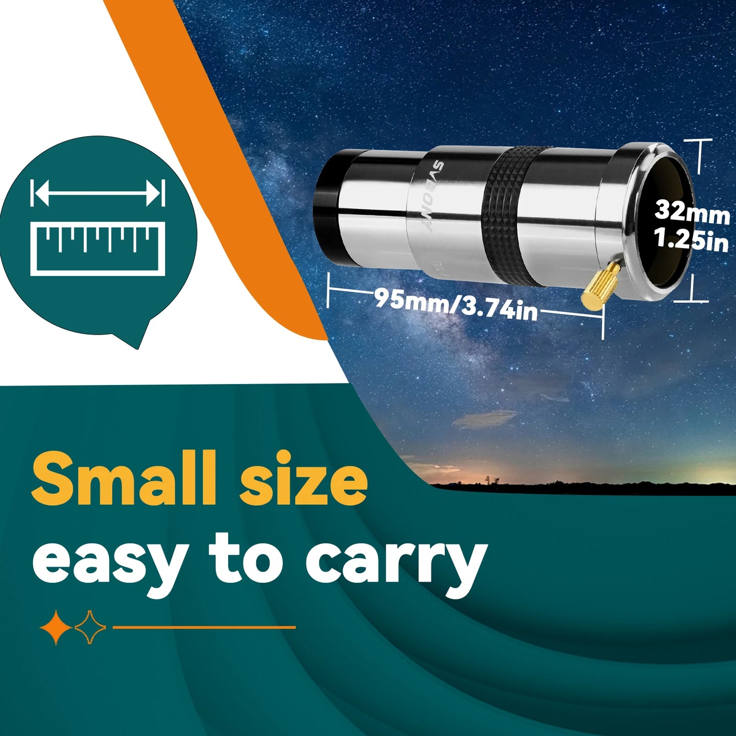 Svbony  Telescope 1.25'' 2x Barlow Lens Metal Body Fully Multi-coated Internal Brass Ring SV137
