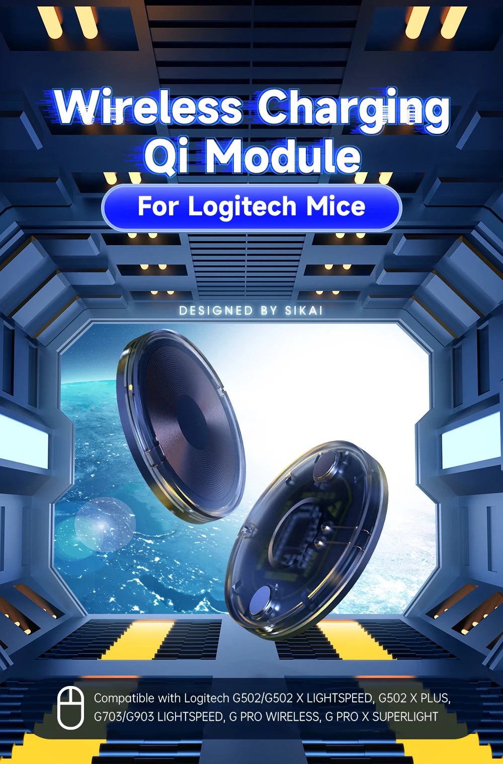 For Logitech Mouse Magnetic Wireless Charging QI Module Base for Logitech G Pro X Superlight 2 G PRO 2 LIGHTSPEED G502 X