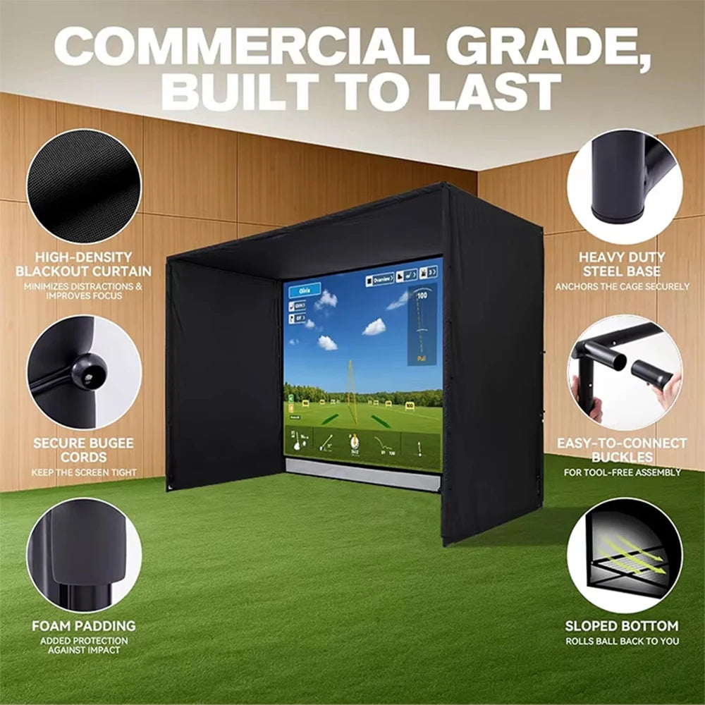 10/12/14ft Outdoor Golf Training Simulator Cage Sports Practice Golf Simulator Enclosure With Impact Netting and All Poles