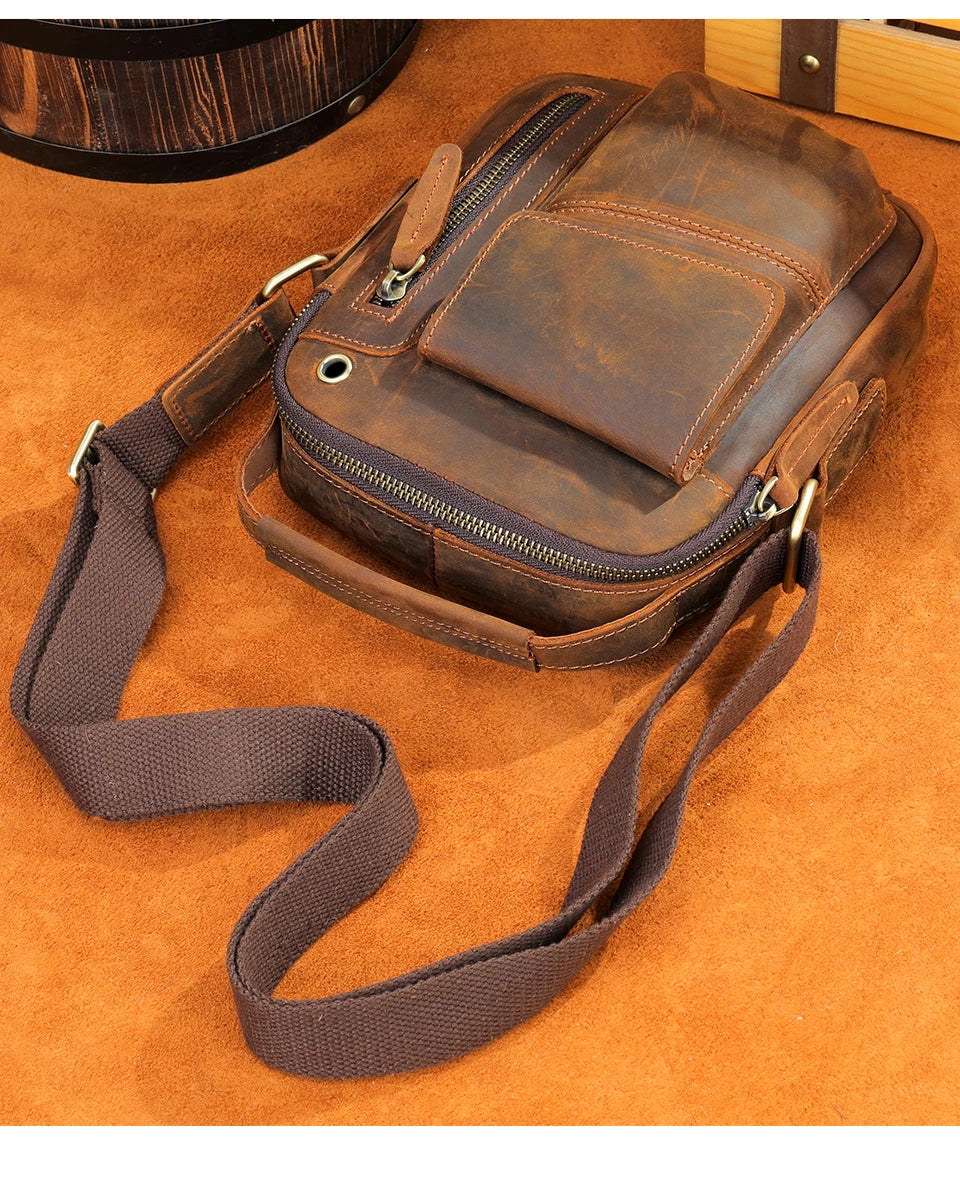WESTAL Crazy Horse Leather Shoulder Bags for Men Crossbody Bags Purse My Order USB Charging Messenger Bags Leather Handbags Man