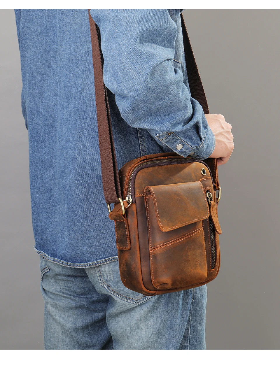 WESTAL Crazy Horse Leather Shoulder Bags for Men Crossbody Bags Purse My Order USB Charging Messenger Bags Leather Handbags Man