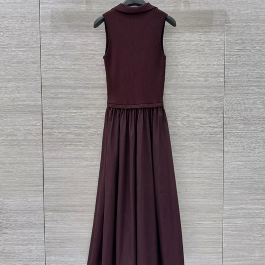 2026 New Polo Collar Embroidered Knitted Vest Dress - Slim Fit Design, Custom Ribbed Edges, Smooth and Smooth Finish