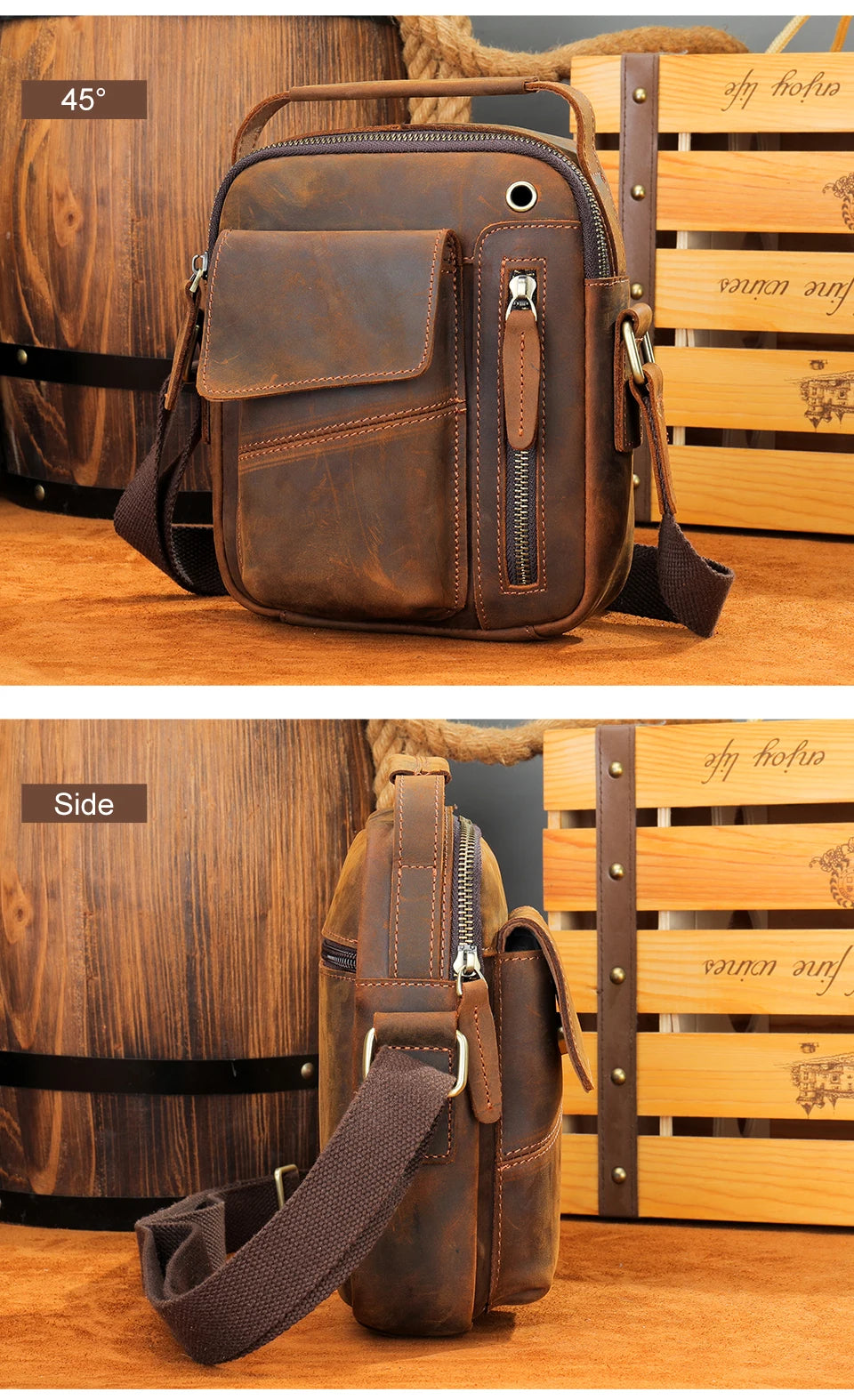 WESTAL Crazy Horse Leather Shoulder Bags for Men Crossbody Bags Purse My Order USB Charging Messenger Bags Leather Handbags Man