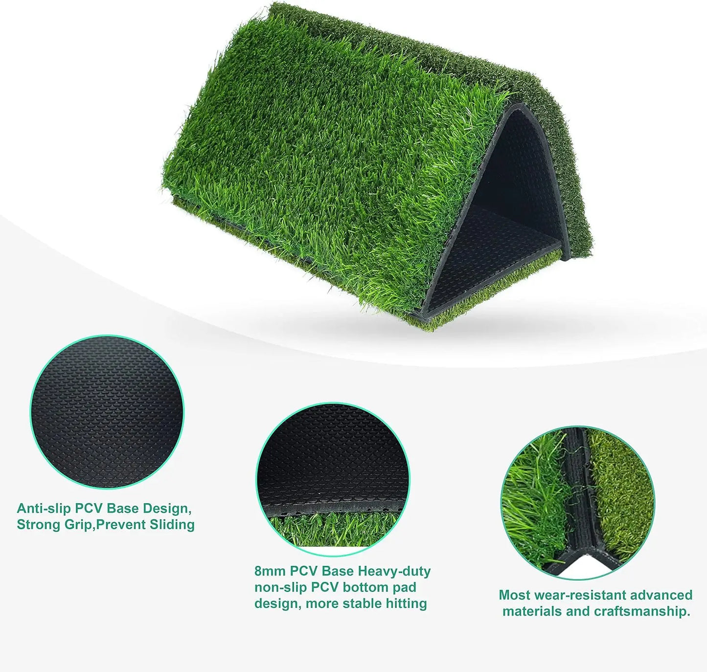 Golf Hitting Mat, Thickened Golf Practice Mat for Indoor Outdoor Training, Swing Path Hitting Turf Mat with Non-Slip Rubber Back