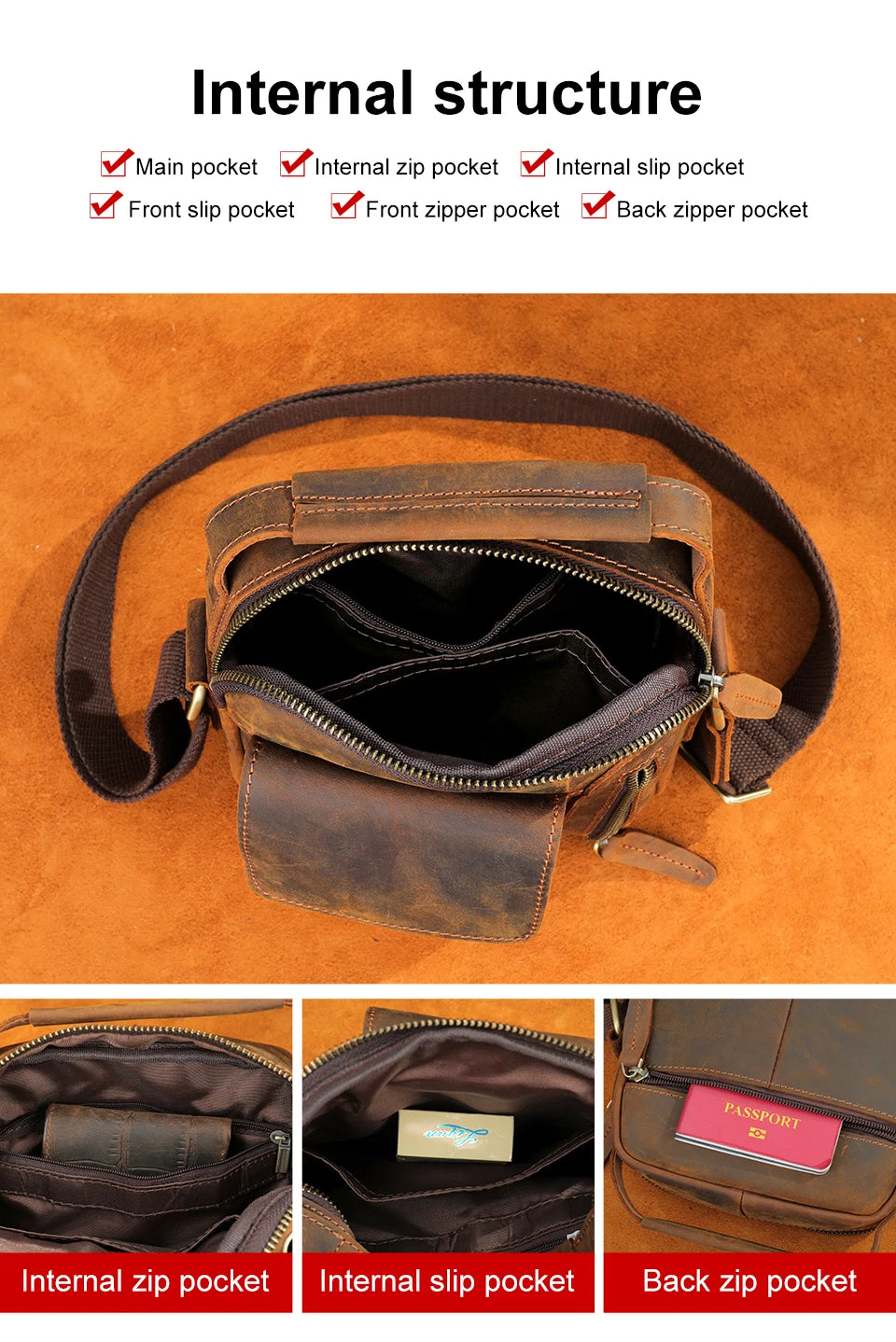 WESTAL Crazy Horse Leather Shoulder Bags for Men Crossbody Bags Purse My Order USB Charging Messenger Bags Leather Handbags Man