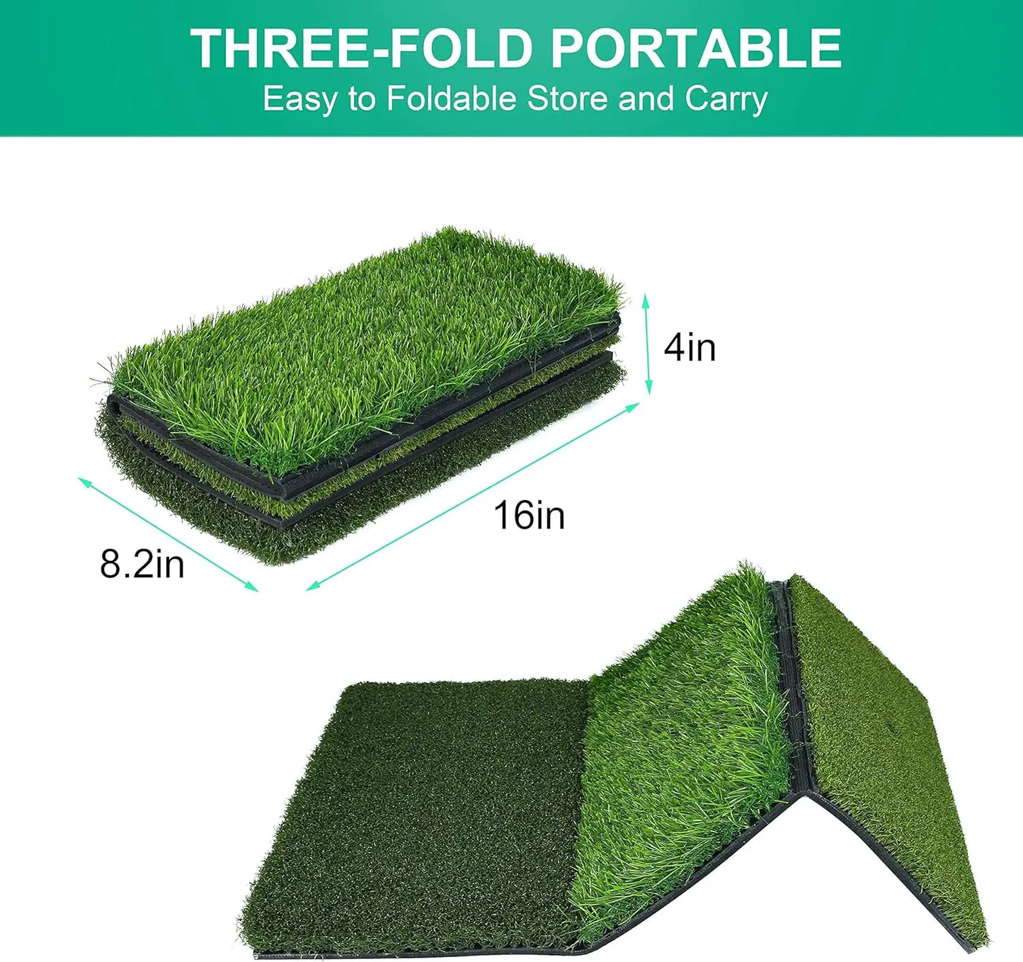 Golf Hitting Mat, Thickened Golf Practice Mat for Indoor Outdoor Training, Swing Path Hitting Turf Mat with Non-Slip Rubber Back