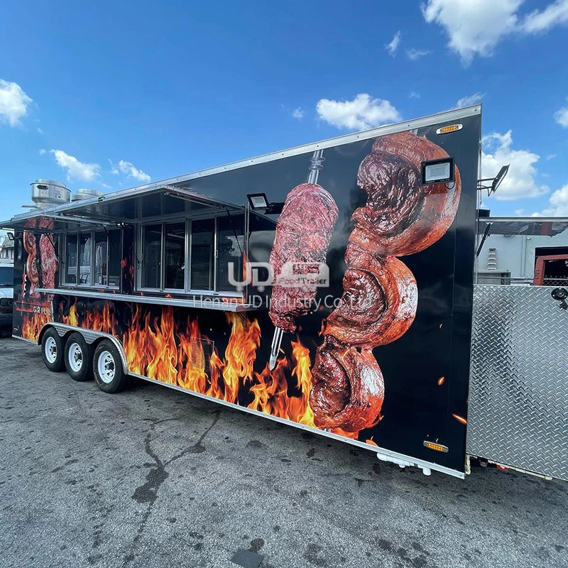 New Type Concession Food Trailer Street Selling Coffee Van Catering Cart Burgers Fries Ice Cream Bus Mobile Food Truck
