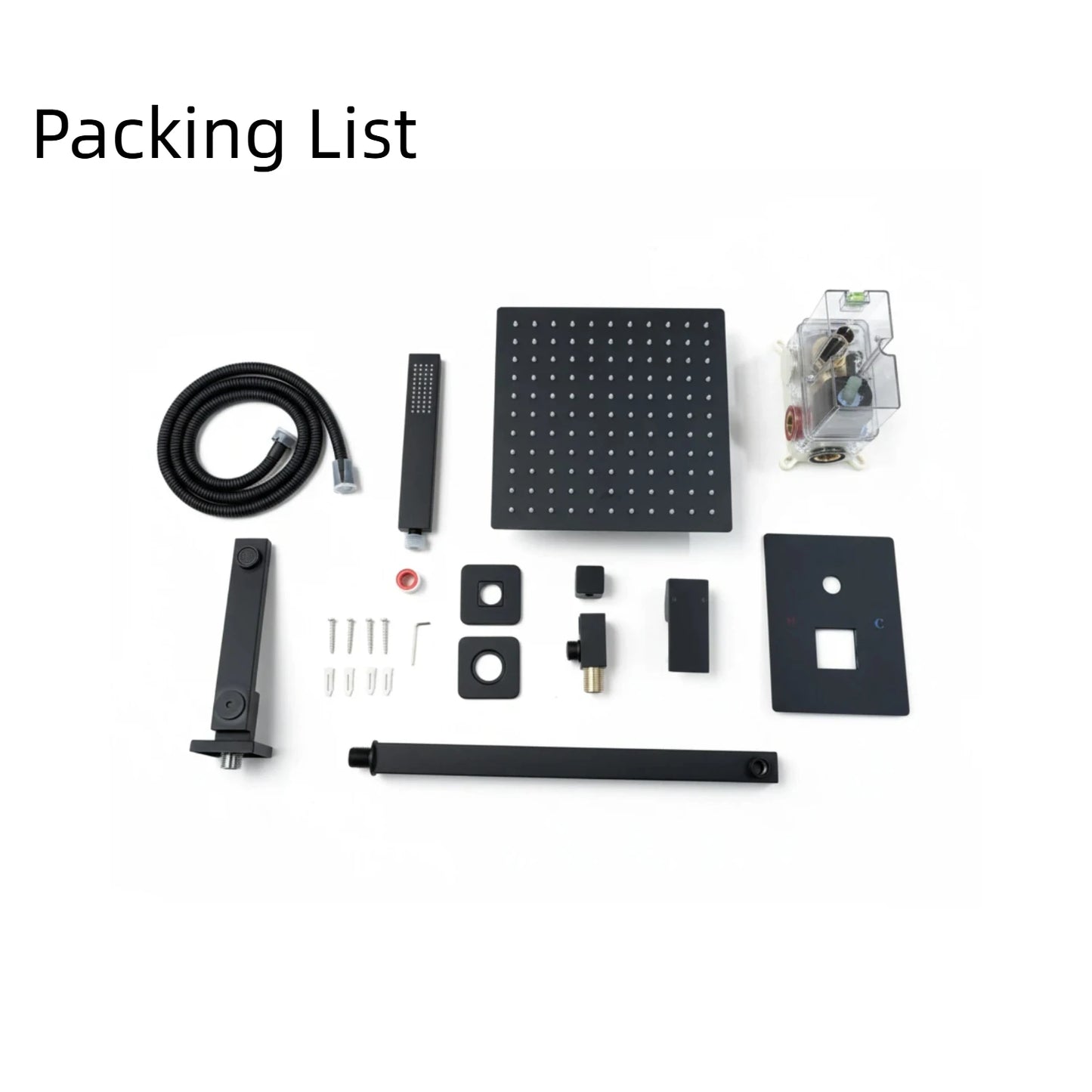 10" Rain Shower System with Tub Spout & Handheld, Matte Black Bathroom Faucet Set with Brass Valve
