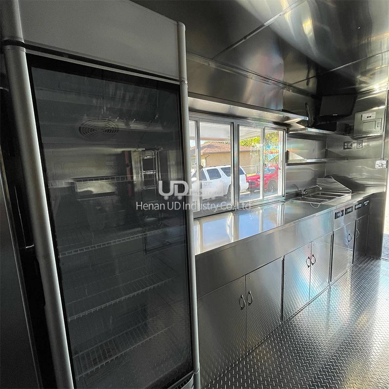 Mobile Fast Food Trailers Fully Equipped Enclosed Trailer BBQ Vending Cart Restaurant Food Truck with Full Kitchen