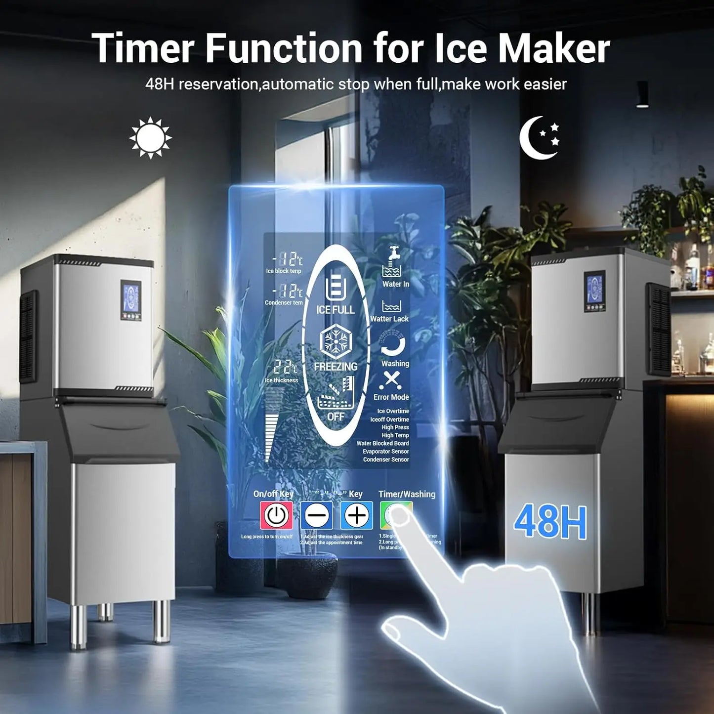 Commercial Ice Maker Machine 680 LBS/24h with Large Storage Bin 234 Ice Ready in 8-12 Min Self-Cleaning Commercial Ice Maker