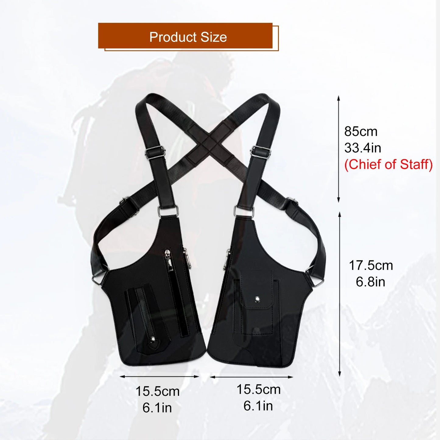 Double Shoulder Armpit Bag, Underarm Shoulder Bag, For Men Holster Bag Pu Leather Underarm Strap Wallet, Waterproof