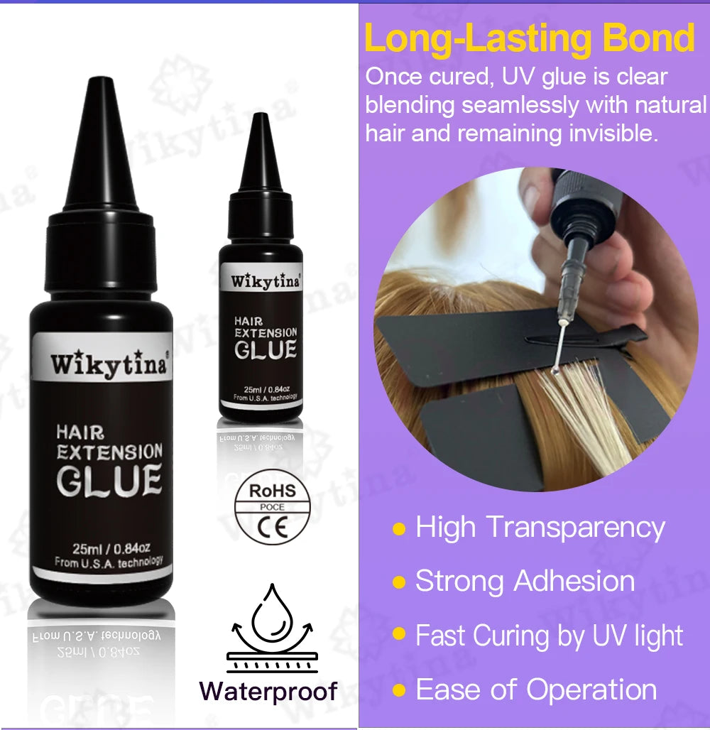 2026 UV Light Hair Extension Tool set Complete Kit with Strong Adhesive Glue And Remover Machine for V-Light Hair Extension tool