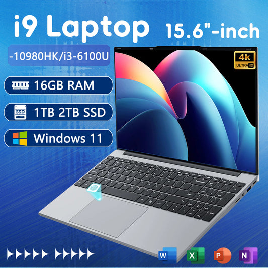 Windows 11 Intel i9-10980HK i3-6100U 15.6 inch Portable Laptop Fingerprint Unlock Notebook 16GB 1TB 2TB Gaming Laptops Computer
