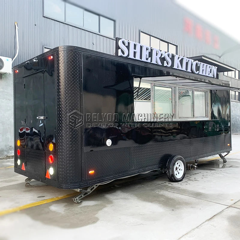 Belyoo Luxury Multifunction Concession Food Trailer Coffee Vending Truck Big Mobile Food Truck Food Trailer for Street Fast Food