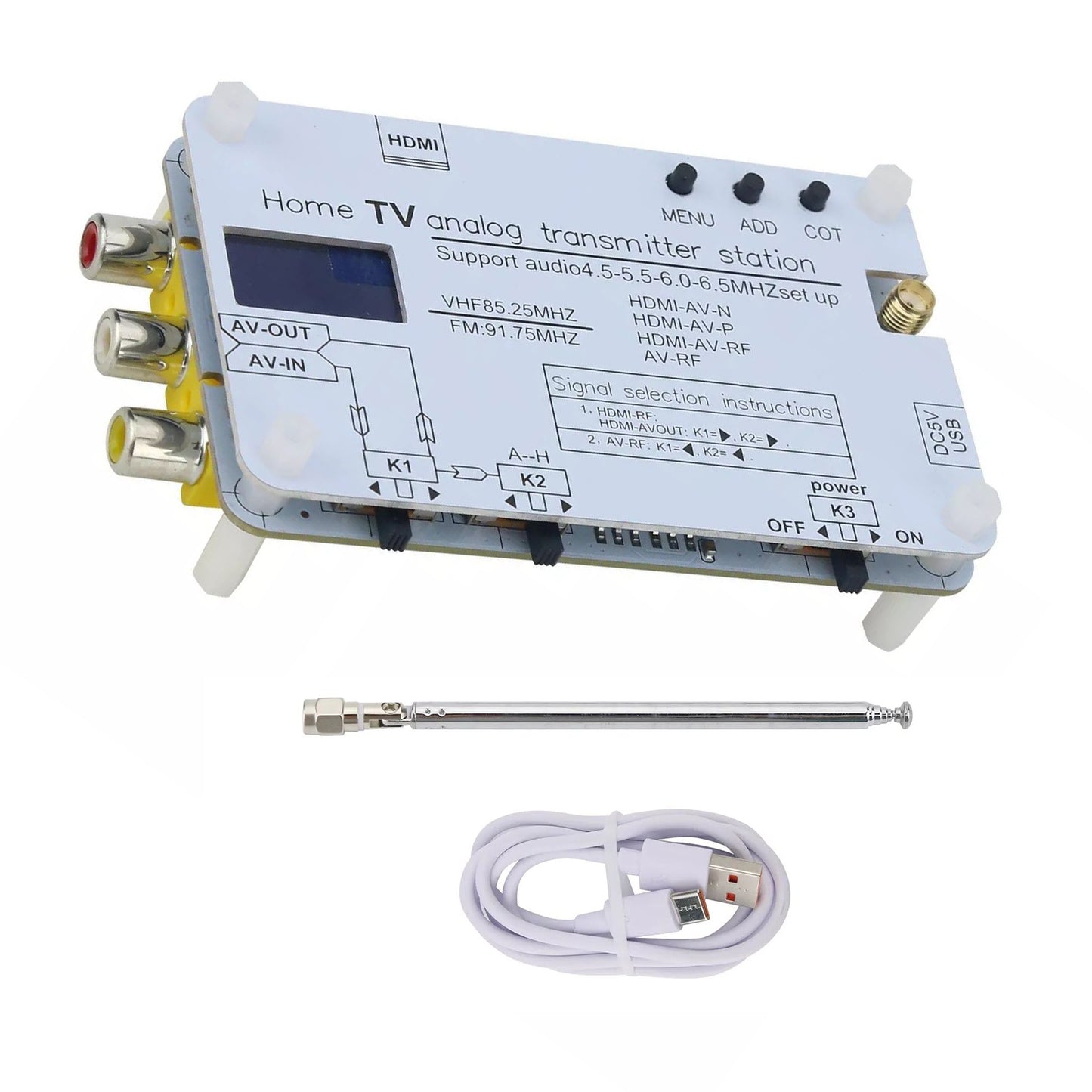 1Pc Analog TV Signal Transmitter VHF Audio Wireless RF Signal Converter AV Transmission Analog TV Sound Video Signal Transmitter