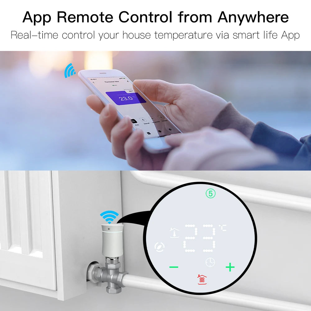 MOES ZigBee3.0 TRV New Radiator Actuator Valve Tuya Smart Programmable Thermostat Temperature Heater Alexa Voice Control