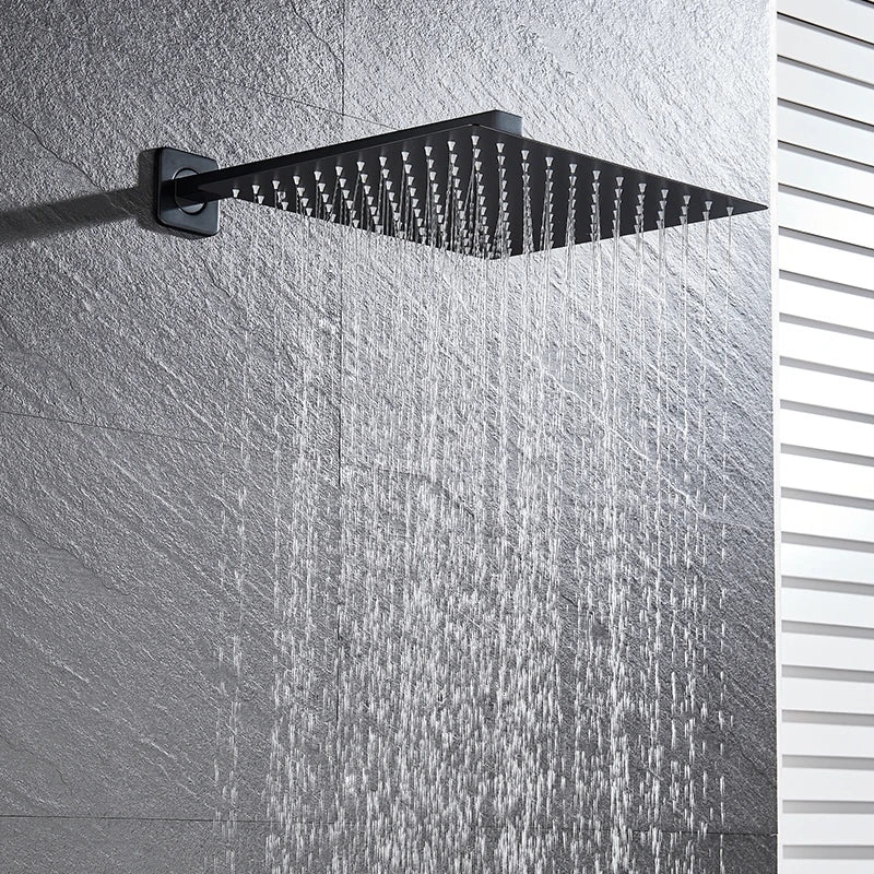 Matte Black Shower Faucet Set Rain Brass Shower Head Shower Faucet Embed Box Bathroom Hot Cold 2/3 Ways Tap Bathroom Faucet