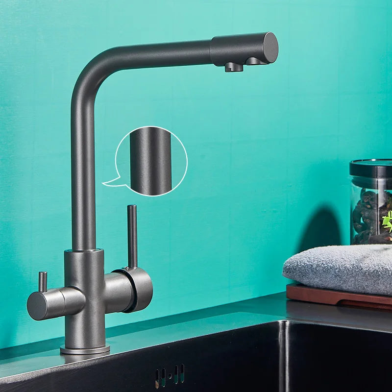 Black Grey Waterfilter Tap Kitchen Faucets Mixer Drinking Water Filter Kitchen Faucet Sink Tap Hot Cold Water Tap For Kitchen