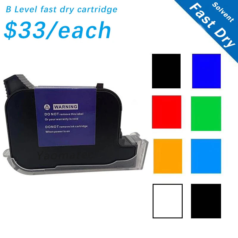 YAOMATEC-A12  A12 high adhesion compatible Quick fast dry Eco solvent 12.7mm handheld online inkjet printer ink cartridge