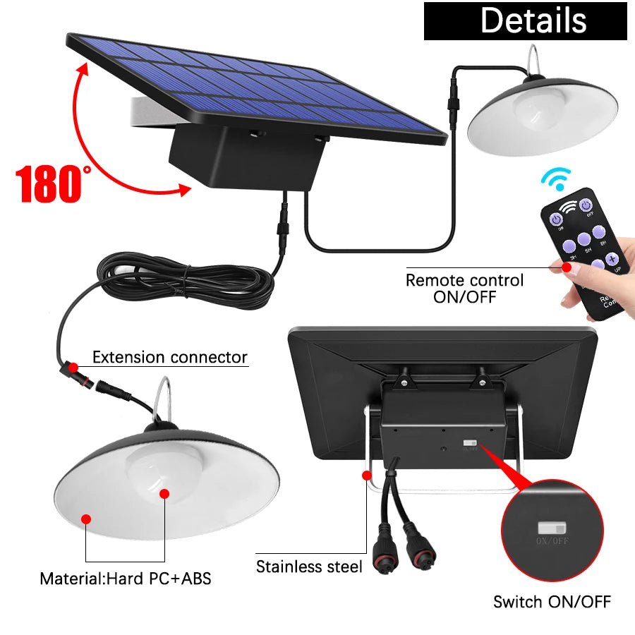 Amaryllis Double Head Solar Pendant Light Outdoor Indoor Solar Lamp With Line Warm White/White Lighting For Camping Garden Yard