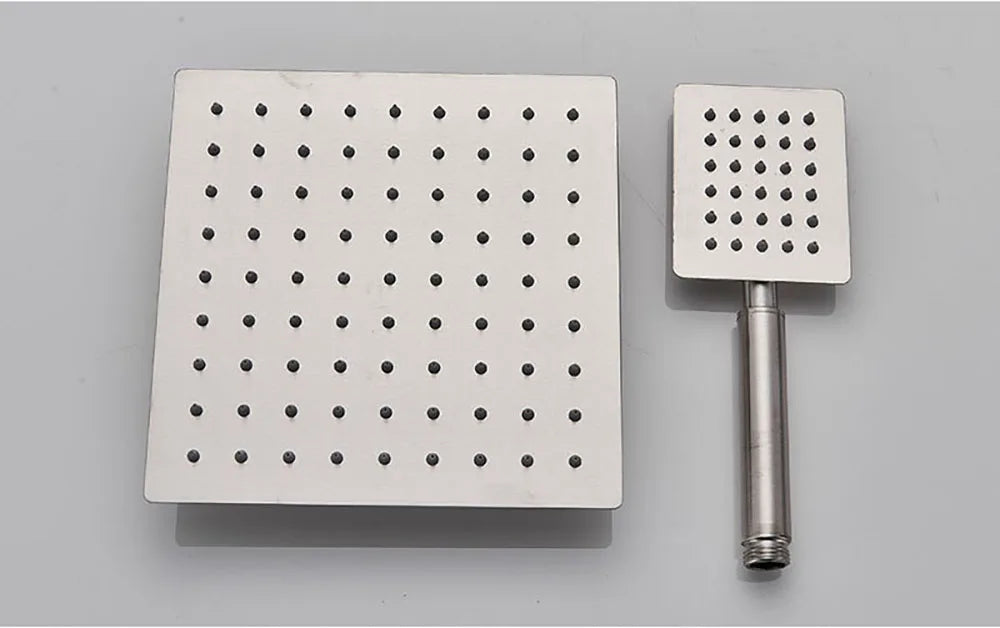 POIQIHY Black Bathroom Shower Faucet Set Wall Mount Black 8''Rainfall Shower Head With Handheld Sprayer Bathtub Shower Mixer