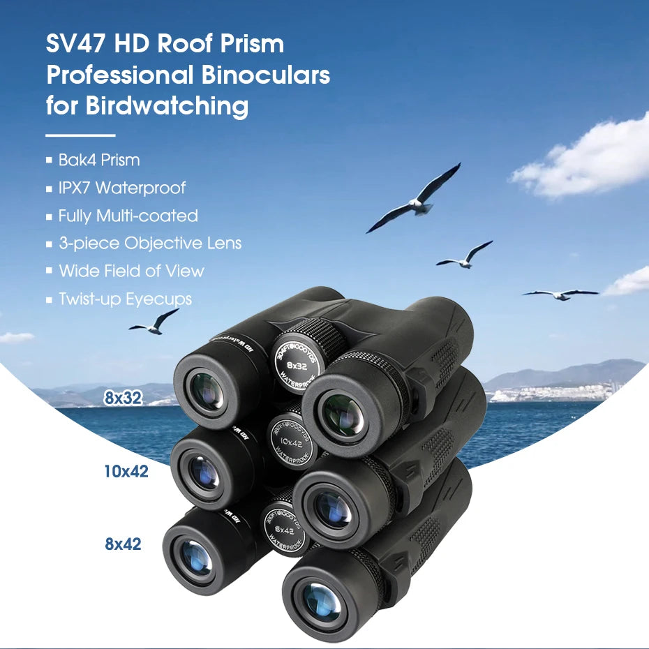 Svbony SV47 Binoculars for Adults, 8x32/8x42/10x42 Bak4 Prism HD FMC Lens Waterproof for Nature Observation Safari Watch Bird