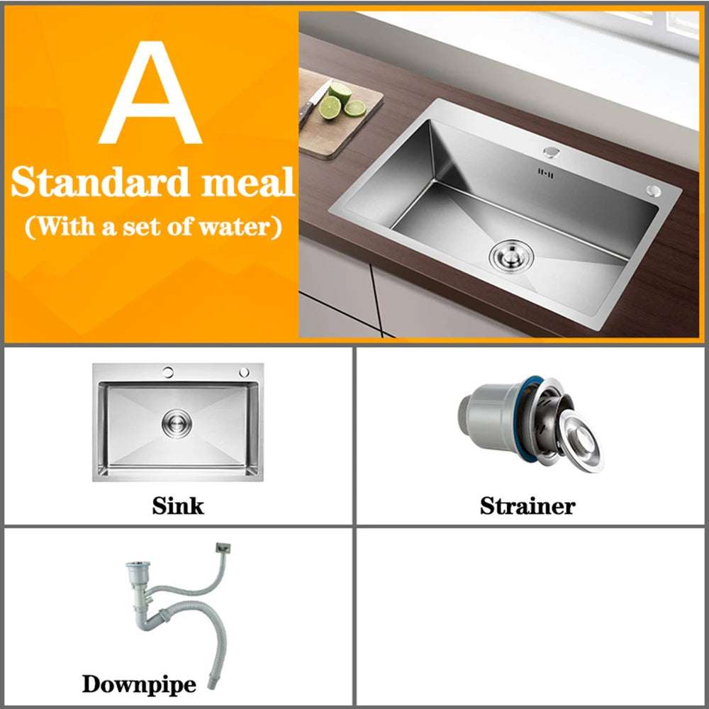 DQOK Stainless Steel Kitchen Sink Slot Dish Basin Kitchen sink Drain Basket And Drain Pip Rectangular