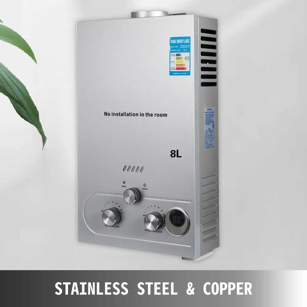 Sihao LPG Gas Hot Water Heater 6L-18L Tankless Instant Butane Propane Gas Boiler With Shower Kit LCD Display For Home Camping ﻿