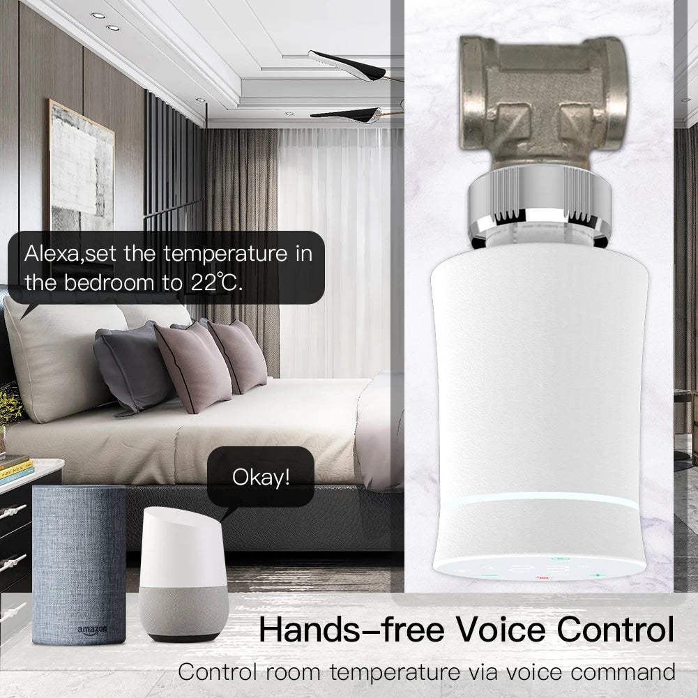 MOES ZigBee3.0 TRV New Radiator Actuator Valve Tuya Smart Programmable Thermostat Temperature Heater Alexa Voice Control